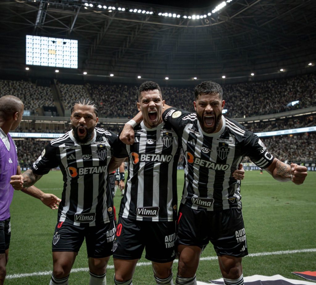 Jogadores do Atlético-MG contra o Corinthians na Arena MRV