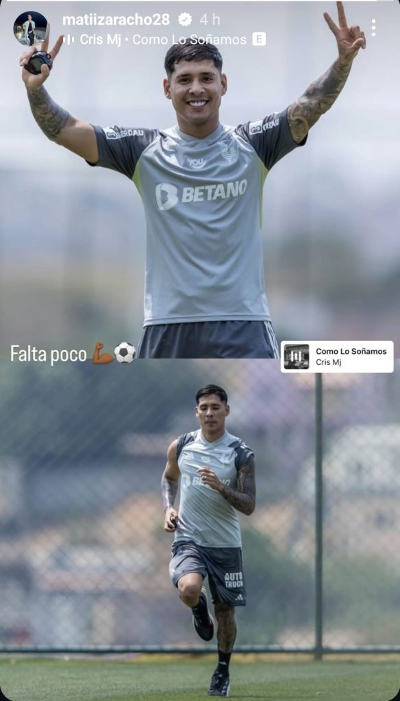 Zaracho em treino do Atlético-MG